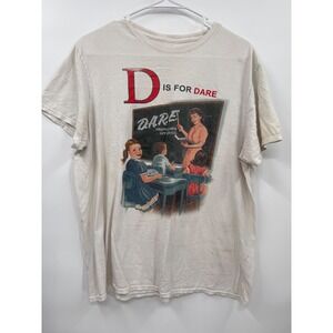 D.A.R.E. Large T-Shirt Unisex Off-White D Is For Dare Retro School Graphic Tee